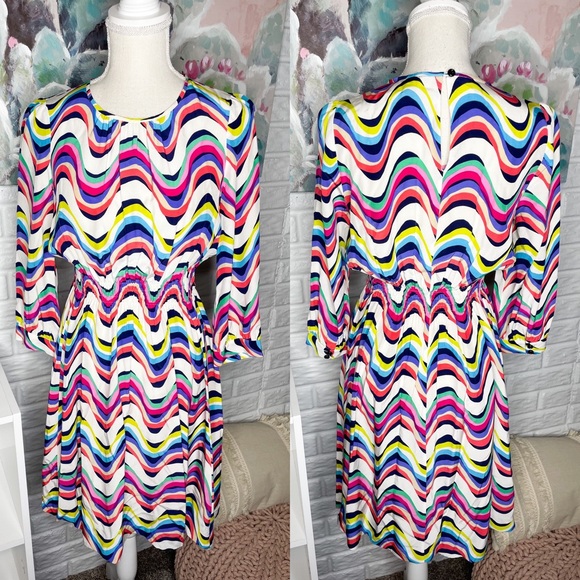 Kate Spade Zari Silk Multi Color Dress Size 4 - Picture 4 of 5